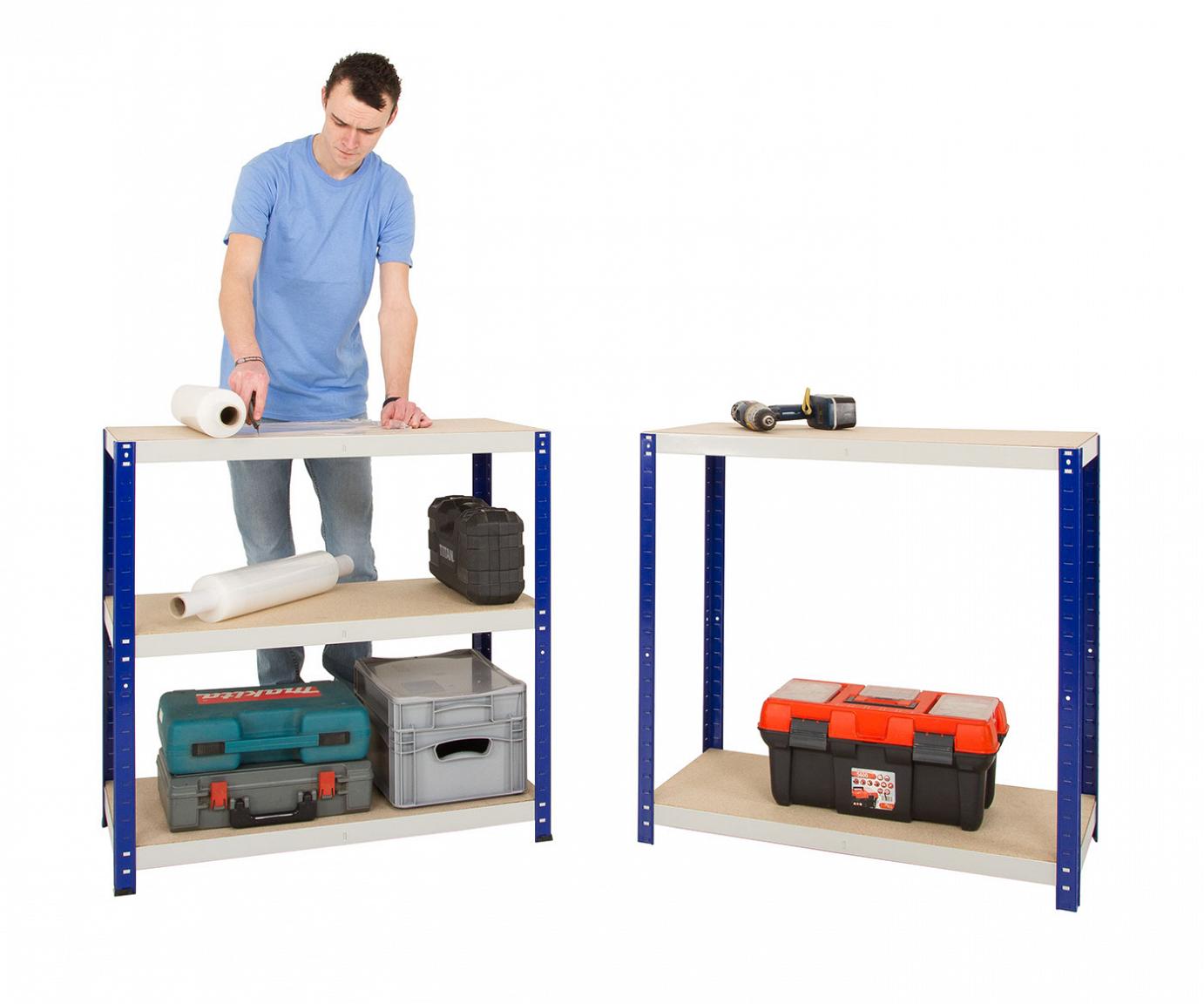 Clicka Shelving split into bench