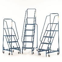Mobile Steps with Mesh Treads - Weight Reactive Retractable Castors